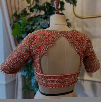 pure silk hand embroidery bridal blouse/ maggam blouse/red bridal zardosi blouse/red hand embroidered blouse/heavy embroidery wedding blouse