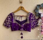 Hand Embroidered Purple Silk Blouse: Zardosi Maggam Work,purple saree blouse,handwork blouses, mix and match blouses,plus size blouses usa