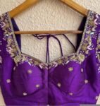 Hand Embroidered Purple Silk Blouse: Zardosi Maggam Work,purple saree blouse,handwork blouses, mix and match blouses,plus size blouses usa