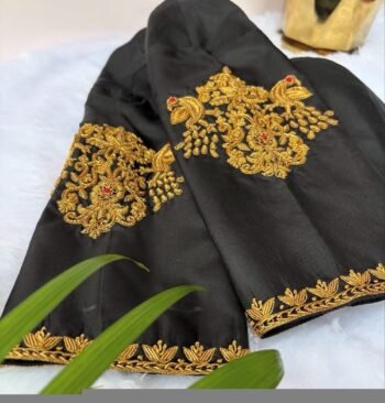 pure silk hand embroidery blouse/black maggam blouse/raw silk zardosi blouse/hand embroidered blouse/ready made blouse zardosi/mix and match