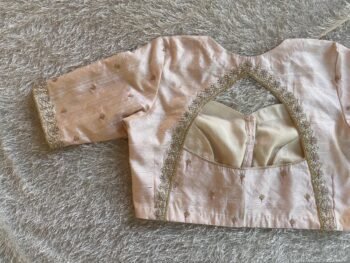 Hand Embroidered Raw Silk Blouse: Cream Zardosi Maggam Work,tissue beige saree blouse,tissue Maggam blouse,mix and match blouses,plus size