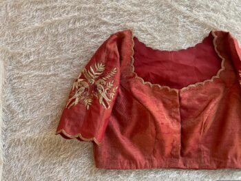 pure silk hand embroidery blouse /saree maggam blouse/red zardosi blouse/maroon red hand embroidered blouse/tissue red mix and match blouse
