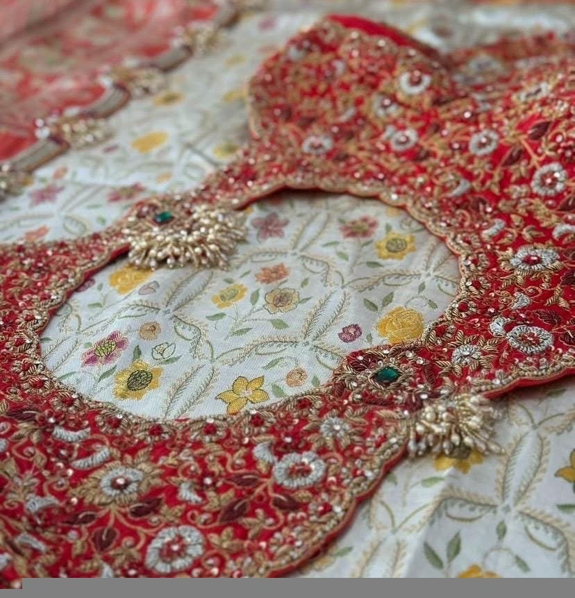 pure silk hand embroidery bridal blouse/ maggam blouse/red bridal zardosi blouse/red hand embroidered blouse/heavy embroidery wedding blouse