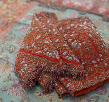 pure silk hand embroidery bridal blouse/ maggam blouse/bridal zardosi blouse/orange hand embroidered blouse/heavy embroidery wedding blouse