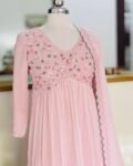 Anarkali suit usa/pink anarkali kurta elbow sleeve/pink heavy anarkali/light pink anarkali/heavy hand embroidered anarkali with dupatta usa