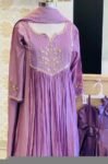 Hand Embroidered Anarkali Dress: Lavender Indian Suit with Dupatta,black anarkali dress,black indian kurta with dupatta,handwork kurta set