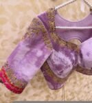 Lavender Velvet Saree Blouse: Hand Embroidered Zardosi Crop Top,mix and match saree blouse,pink saree blouse,plus size blouse,velvet blouse