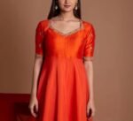 Orange Anarkali suit usa/anarkali red kurta full sleeve/ orange full sleeve anarkali/red dress anarkali/Indian dresses/orange red anarkali