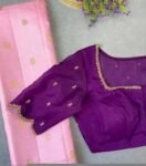 pure silk hand embroidery blouse/ saree maggam blouse/purple zardosi blouse usa/hand embroidered moderblouse/ ready made blouse zardosi usa