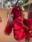 Red Silk Saree Blouse: Hand Embroidered Zardosi Maggam Work, red mix and match blouse,handwork blouses,bird work blouse,plus size blouses us