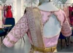 Hand Embroidered Silk Blouse: Light Pink Zardosi Maggam Work,pink Maggam blouse,mix and match blouse,plus size blouses,handwork blouse usa