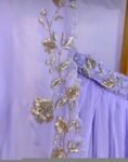 Lavender Lehenga Set: Hand Embroidered Silk Crop Top, Chinon Skirt,cape lehenga,lehenga with jacket,pure silk crop top skirt,lehenga choli