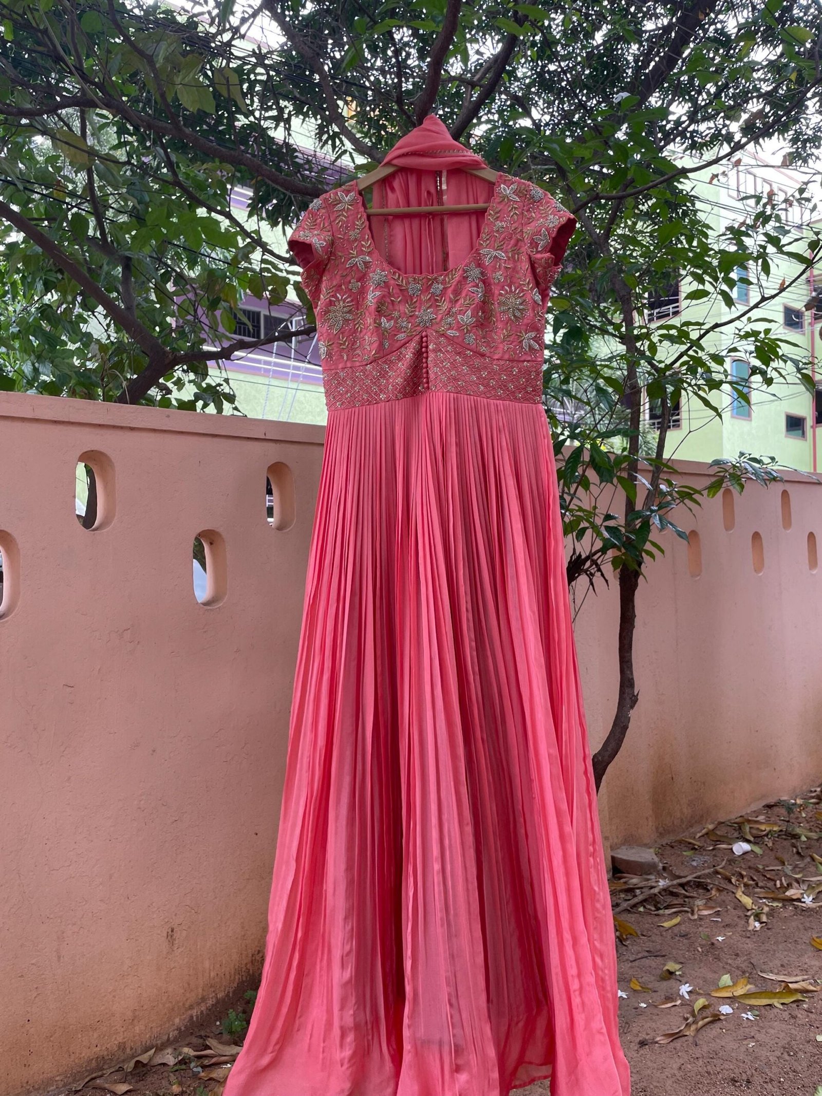 Peach Anarkali suit usa/anarkali kurta elbow sleeve/peach short sleeve anarkali/peach dress anarkali/Indian dresses/peac anarkali suit set