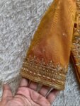 Pure Silk Saree Blouse: Golden Zardosi Hand Embroidery, Elbow Sleeve blouse,mix and match blouse,plus size blouses,mustard yellow blouse usa