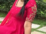 Hand embroidered Anarkali with dupatta/straight kurta suit set/red kurta with dupatta USA/Indian dresses/red kurta set with pant dupatta usa