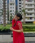Hand embroidered Anarkali with dupatta/straight kurta suit set/red kurta with dupatta USA/Indian dresses/red kurta set with pant dupatta usa