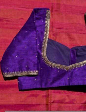 pure silk hand embroidery blouse/ saree maggam blouse/purple zardosi blouse hand embroidered moderblouse/ ready made blouse zardosi
