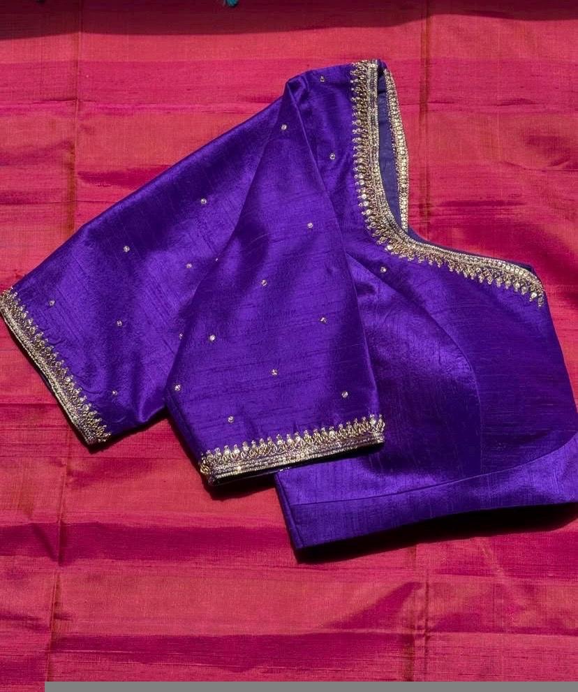 pure silk hand embroidery blouse/ saree maggam blouse/purple zardosi blouse usa/hand embroidered moderblouse/ ready made blouse zardosi usa