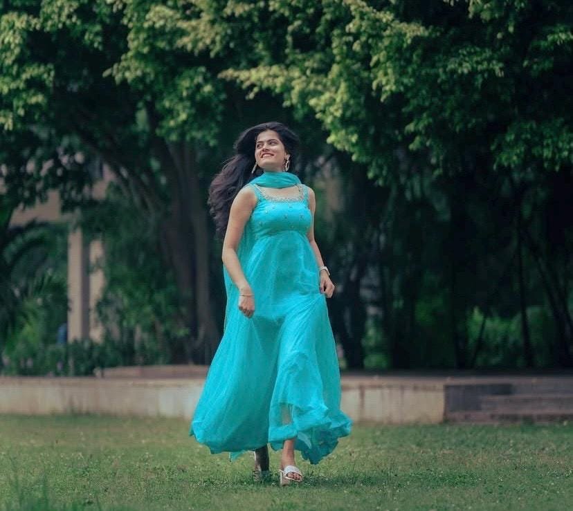 Anarkali suit usa/hand embroidery anarkali kurta/blue anarkali dress/blue sleeveless dress anarkali/Indian dresses/turquoise blue anarkali