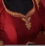 pure silk hand embroidery blouse/saree maggam blouse/maroon red raw silk zardosi blouse/hand embroidered blouse/ready made blouse zardosi/