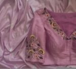Pure silk hand embroidery blouse/saree maggam light pink blouse /pink saree blouse/ hand embroidered blouse / pink ready made blouse zardosi
