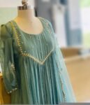 Hand Embroidered Anarkali Dress: Ice Blue Indian Suit with Dupatta, hand work kurta with dupatta/Indian kurta set,blue kurta set,indian kurt