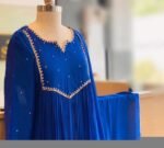 Hand Embroidered Anarkali Dress: Royal blue Indian Suit with Dupatta, blue Indian kurta,indian kurta set , blue anarkali kurta,kurta dupatta