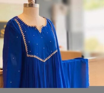 Hand Embroidered Anarkali Dress: Royal blue Indian Suit with Dupatta, blue Indian kurta,indian kurta set , blue anarkali kurta,kurta dupatta