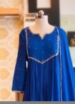 Hand Embroidered Anarkali Dress: Royal blue Indian Suit with Dupatta, blue Indian kurta,indian kurta set , blue anarkali kurta,kurta dupatta