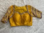 pure silk hand embroidery blouse/saree maggam yellow blouse/yellow blouse/heavy hand embroidered blouse/ready made blouse zardosi/voggish us