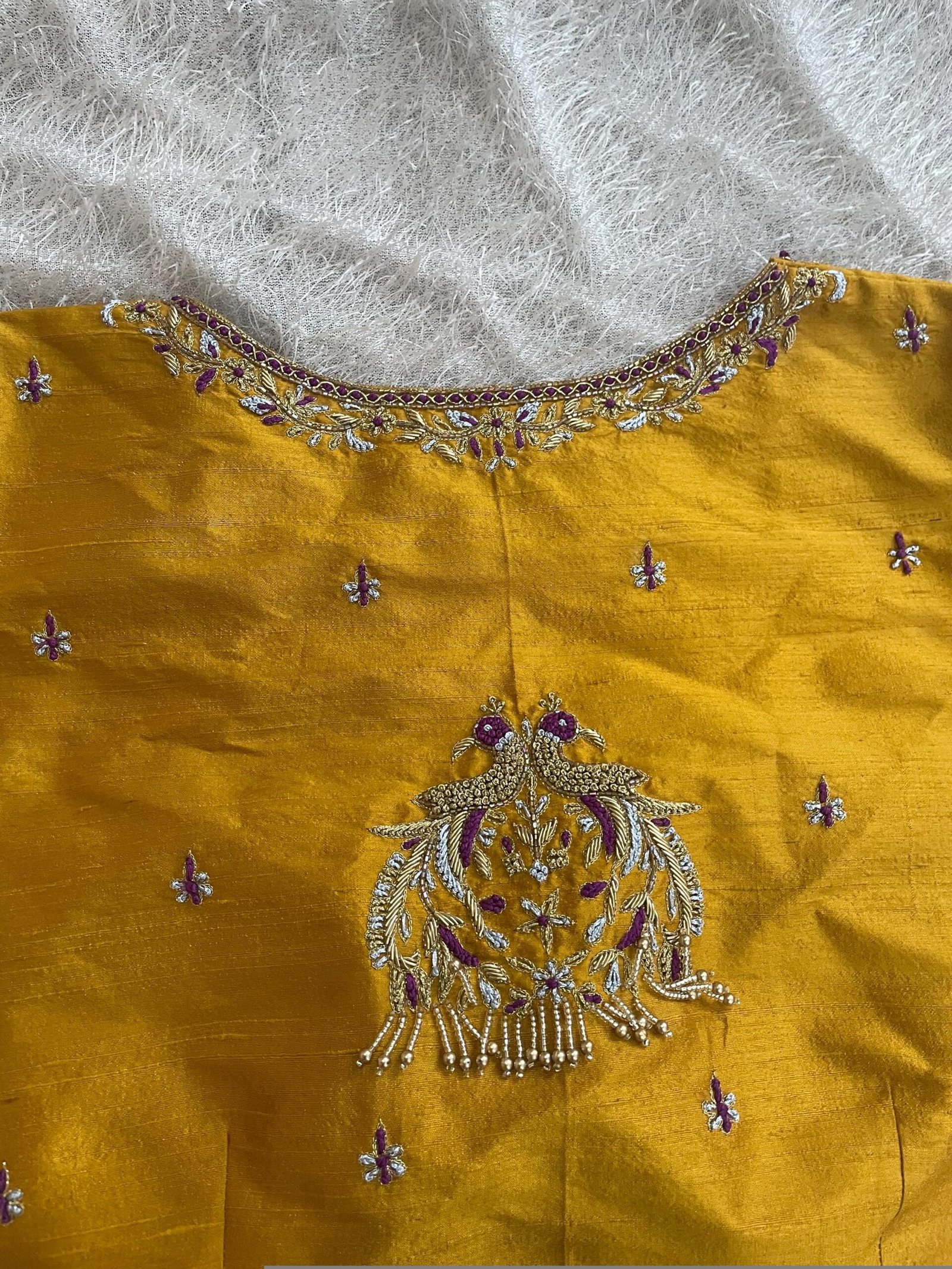 pure silk hand embroidery blouse/saree maggam yellow blouse/yellow blouse/heavy hand embroidered blouse/ready made blouse zardosi/voggish us