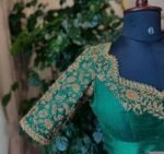 pure silk heavy hand embroidery blouse /bridal green maggam blouse/green zardosi blouse/hand embroidered blouse/green wedding ready blouse