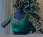 pure silk heavy hand embroidery blouse /bridal green maggam blouse/green zardosi blouse/hand embroidered blouse/green wedding ready blouse