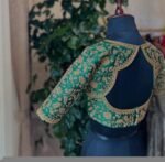 pure silk heavy hand embroidery blouse /bridal green maggam blouse/green zardosi blouse/hand embroidered blouse/green wedding ready blouse