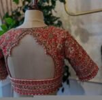 pure silk hand embroidery bridal blouse/ maggam blouse/red bridal zardosi blouse/red hand embroidered blouse/heavy embroidery wedding blouse