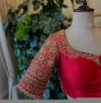 pure silk hand embroidery bridal blouse/ maggam blouse/red bridal zardosi blouse/red hand embroidered blouse/heavy embroidery wedding blouse