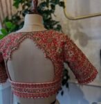 pure silk hand embroidery bridal blouse/ maggam blouse/red bridal zardosi blouse/red hand embroidered blouse/heavy embroidery wedding blouse