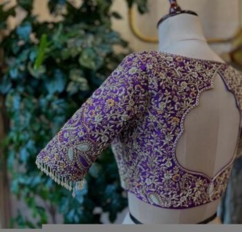 pure silk hand embroidery bridal blouse/ maggam blouse/purple bridal zardosi blouse/hand embroidered blouse/heavy embroidery wedding blouse