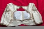 pure silk hand embroidery blouse/cream saree maggam blouse/raw silk zardosi blouse/hand embroidered blouse/cream ready made blouse zardosi