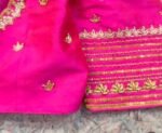 pure silk hand embroidery blouse/saree maggam blouse/hot pink zardosi blouse/hand embroidered blouse /magenta pink ready made blouse zardosi
