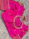 pure silk hand embroidery blouse/saree maggam blouse/hot pink zardosi blouse/hand embroidered blouse /magenta pink ready made blouse zardosi