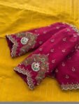 Hand Embroidered Zardosi Silk Blouse/Maroon Red Maggam Saree Blouse/red kundan blouse/burgundy blouse,kundan work blouse,mix and match blous