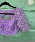 Lavender Hand Embroidered Silk Blouse: Zardosi Maggam Work,lavender blouse,mix and match blouse,plus size blouse,lavender hand work blouse