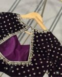 Purple Velvet Saree Blouse: Hand Embroidered Zardosi Maggam Work,purple velvet blouse,mix and match blouse,plus size blouses,custom saree us