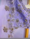 Lavender Lehenga Set: Hand Embroidered Silk Crop Top, Chinon Skirt,cape lehenga,lehenga with jacket,pure silk crop top skirt,lehenga choli