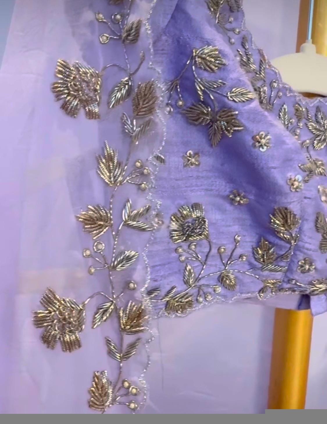 Lavender Lehenga Set: Hand Embroidered Silk Crop Top, Chinon Skirt,cape lehenga,lehenga with jacket,pure silk crop top skirt,lehenga choli