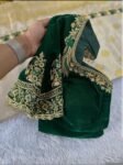 pure velvet hand embroidery blouse/modern saree maggam blouse/green zardosi blouse/ hand embroidered blouse/green velvet ready made blouse