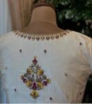 pure silk hand embroidery blouse /cream maggam blouse /raw silk zardosi blouse / multicolor chand embroidered blouse/ready handwork blouse