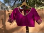 pure silk hand embroidery blouse /pink saree maggam blouse/magenta pink zardosi blouse/ hand embroidered blouse/pink ready made blouse usa