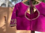 pure silk hand embroidery blouse /pink saree maggam blouse/magenta pink zardosi blouse/ hand embroidered blouse/pink ready made blouse usa